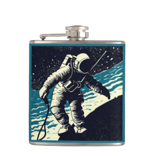 Petaca SF - Astronauta en Spacewalk Woodcut 2