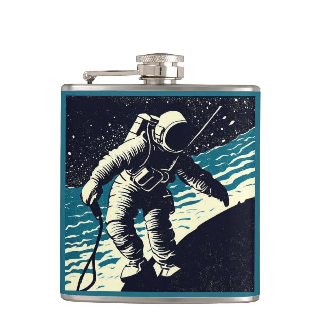 Petaca SF - Astronauta en Spacewalk Woodcut 2 (Anverso)