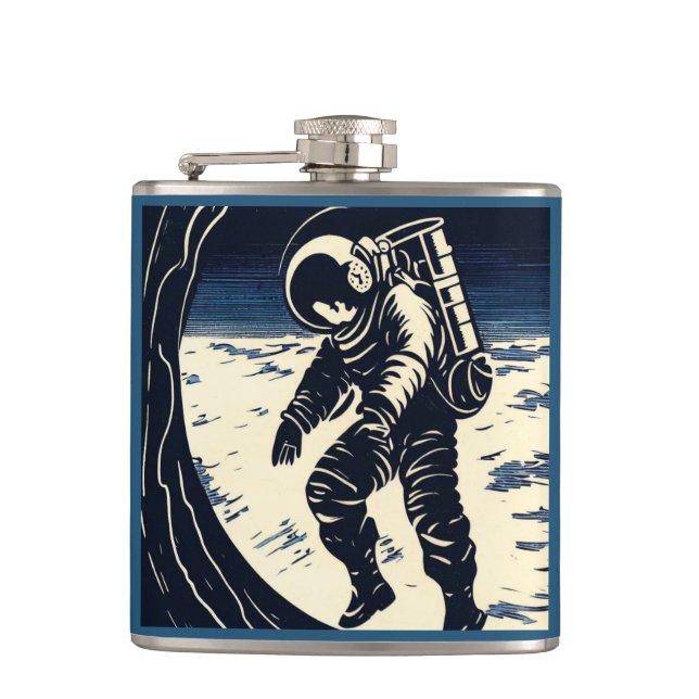 Petaca SF - Astronauta en Spacewalk Woodcut 3 (Anverso)