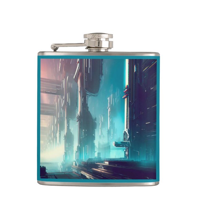 Petaca SF Ciudad futurista 1 (Anverso)