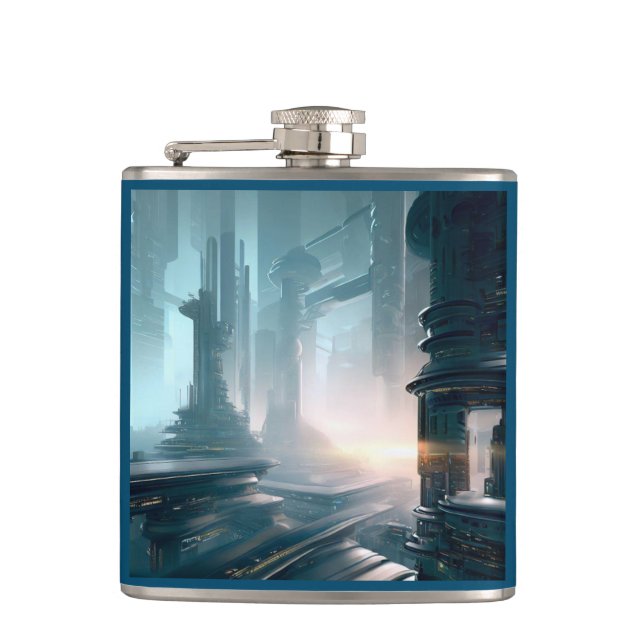 Petaca SF Ciudad futurista 4 (Anverso)