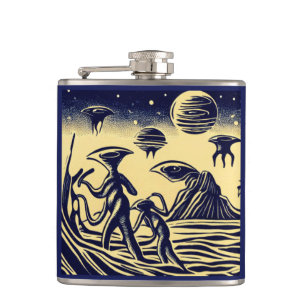 Petaca SF - Extranjeros En Un Extraño Planeta Woodcut 1