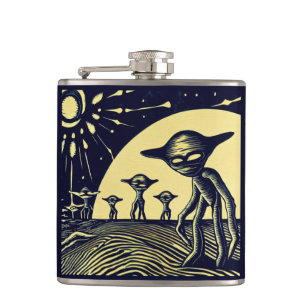 Petaca SF - Extranjeros En Un Extraño Planeta Woodcut 2