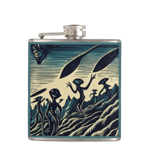 Petaca SF - Extranjeros En Un Extraño Planeta Woodcut 3