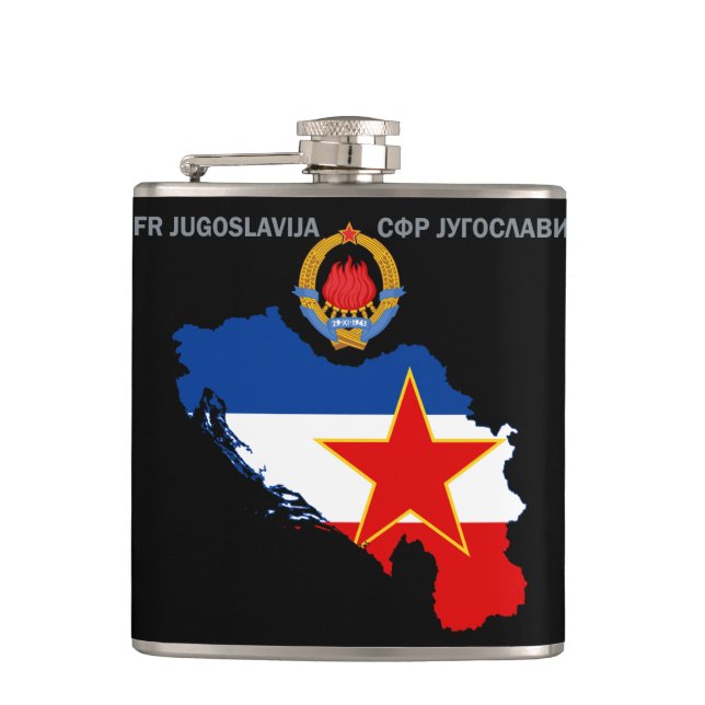Petaca SFR Yugoslavia - mapa - emblema - bandera (Anverso)