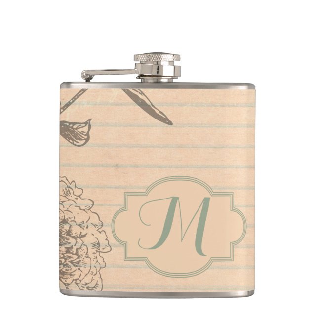Petaca Shabby Chic Old Age Paper Monograma Whiskey Flask (Anverso)