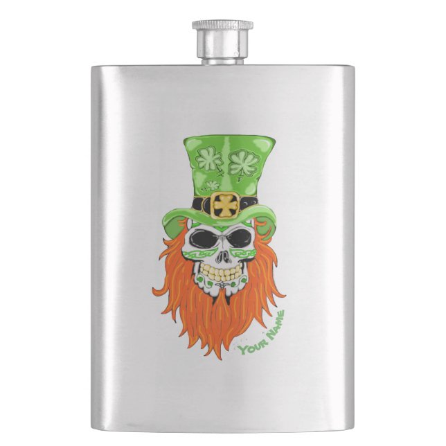 Petaca Shamrock Sugar Skull (Anverso)