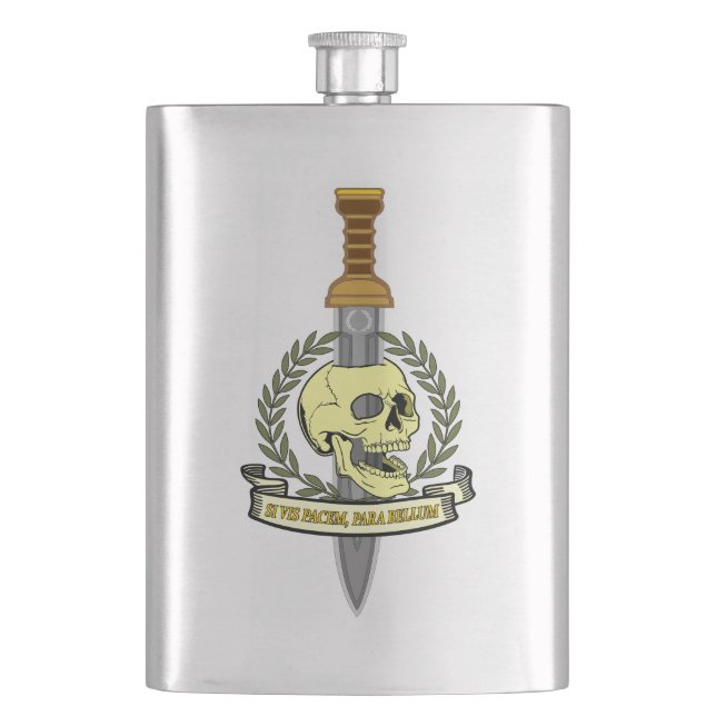 Petaca Si Vis Pacem, Para Bellum.. Skull (Anverso)