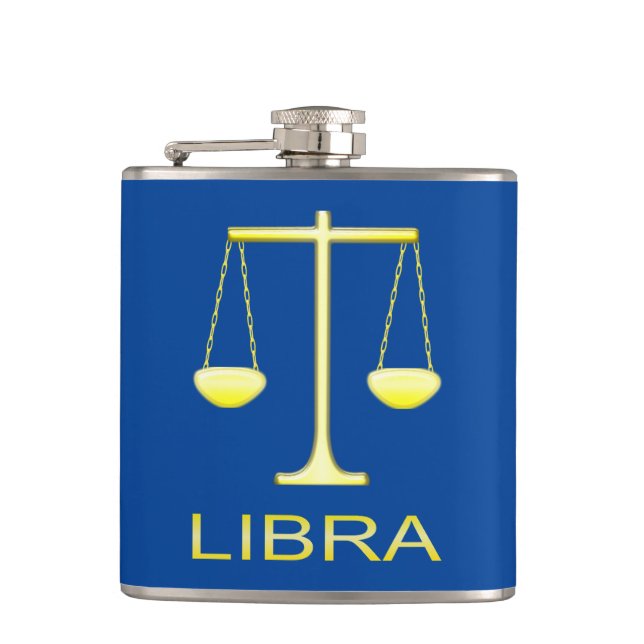 Petaca Signo de estrella de balanzas de oro de Libra (Anverso)