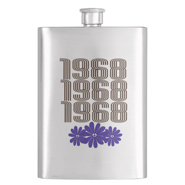 Petaca Signo de paz de 1968, hippie, poder de la flor mor (Anverso)