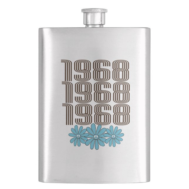 Petaca Signo de paz de 1968 poder de flores hippie Aqua (Anverso)