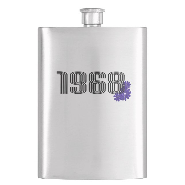 Petaca Signo de paz de poder floral de 1968 morado hippie (Anverso)