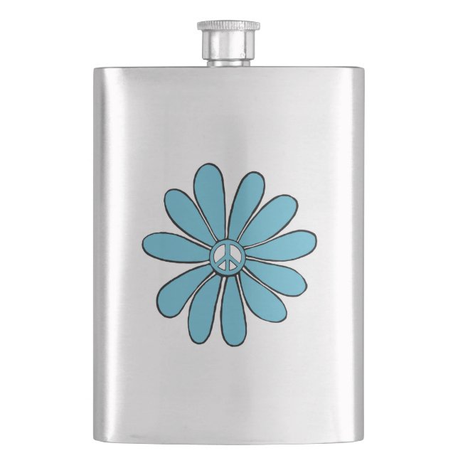 Petaca Signo de paz del poder de las flores hippie en Aqu (Anverso)