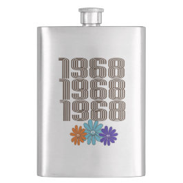 Petaca Signo de paz hippie de 1968 Naranja Aqua Purple