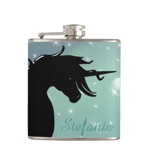 Petaca Silhouette de Unicornio (verde oscuro con estrella