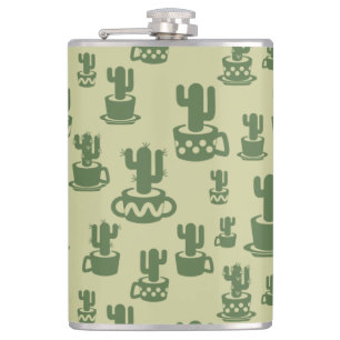 Petaca Silueta de cactus suculento en tazas y macetas