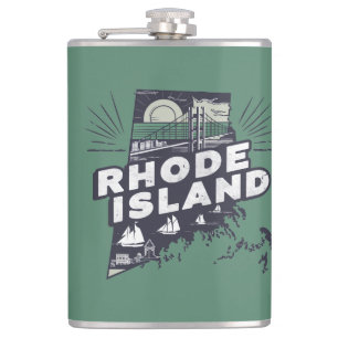 Petaca Silueta retro escénica de Rhode Island