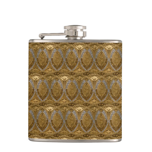 Petaca Silver And Gold Art Deco Pattern (Anverso)