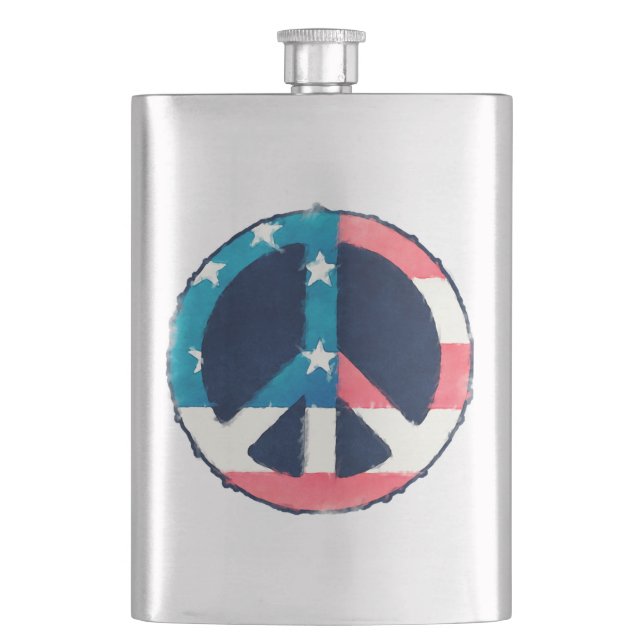 Petaca Símbolo de paz americano grunge (Anverso)
