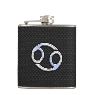 Petaca Símbolo de zodiaco cromado de cáncer de estilo