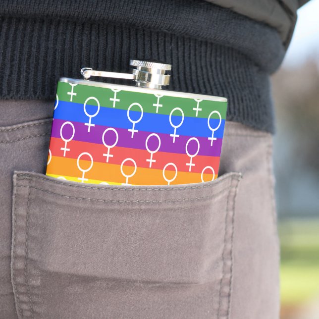Petaca Símbolo femenino patrón arco iris (In Situ)