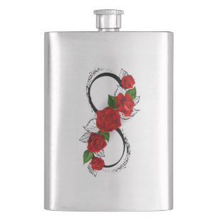 Petaca Símbolo infinito con rosas rojas