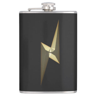 Petaca Símbolo moderno negro de lustrador dorado