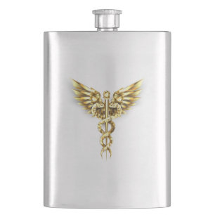 Petaca Símbolo poligonal de oro Caduceus