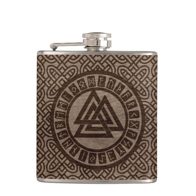 Petaca Símbolo y runas de Valknut en modelo céltico en la (Anverso)