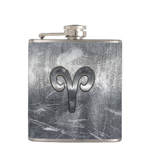 Petaca Símbolo zodiaco de Aries en estilo angustiado
