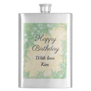 Petaca simple caligrafía personalizada feliz cumpleaños