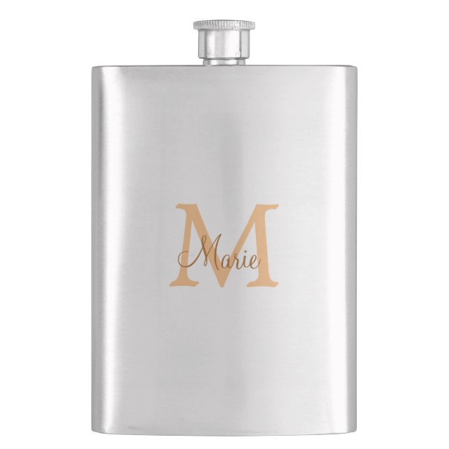 Petaca simple minimal add name monogram orange brown  thr (Anverso)
