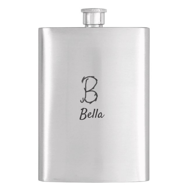 Petaca Simple minimal black monogram letter B add name  T (Anverso)