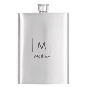 Petaca Simple monograma elegante para hombre líneas nombr