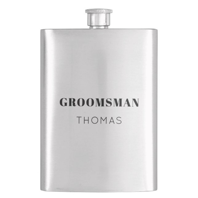 Petaca Simple negrita personalizada Groomsman Bebe Hip (Anverso)