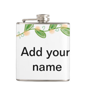 Petaca Simple watercolor green leaf monogram add name tex
