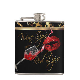 Petaca Sips de vino y labios rojos