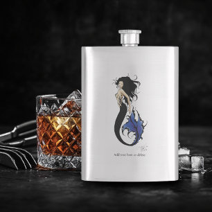 Petaca Sirena de Fantasía Elegante Sirena Azul Tribal