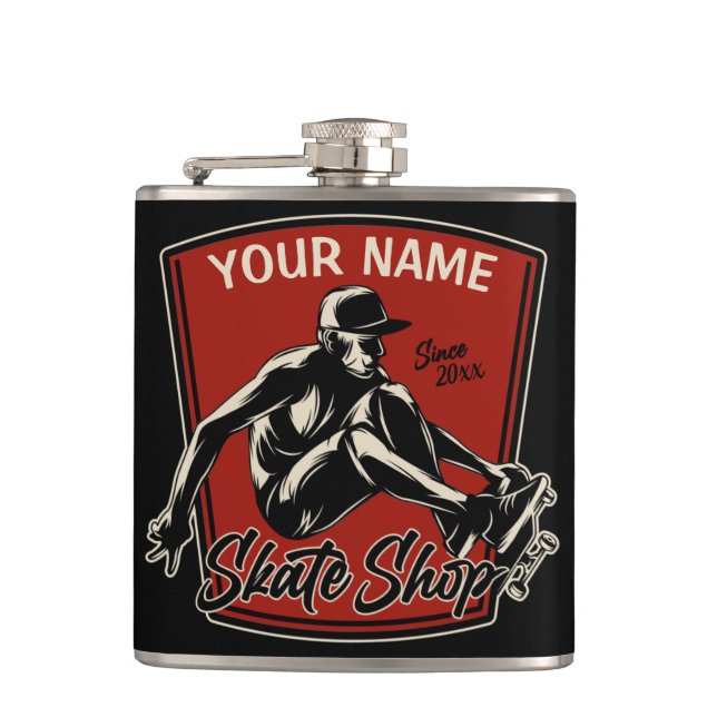 Petaca Skateboarding personalizada (Anverso)