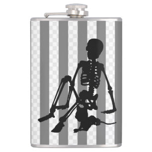 Petaca skeleton Boy y su arte de silueta de gato mascota