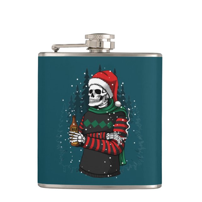 Petaca Skeleton Santa Navidades Adultos Stocking Stuffer (Anverso)