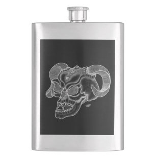 Petaca Skull Devil Head Black and White Design