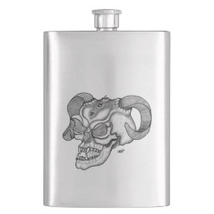Petaca Skull Devil Head Black and White Design