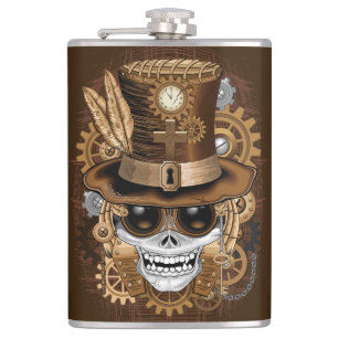 Petaca Skull Steampunk Voodoo Retro Machine