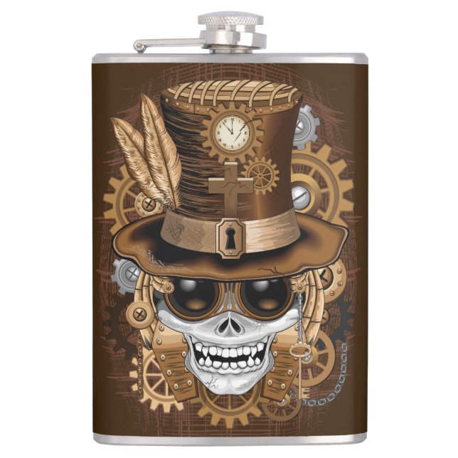 Petaca Skull Steampunk Voodoo Retro Machine (Anverso)