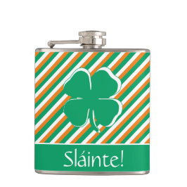 Petaca Sláinte Naranja verde moderno franjas Shamrock irl