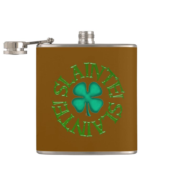 Petaca Slainte w clover brown wrapped flask (Abierto)