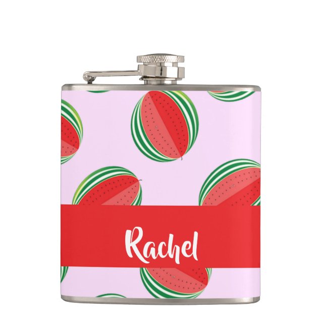 Petaca Sliced watermelon pattern on pink (Anverso)