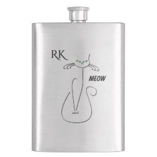 Petaca Slinky Black Cat Meow Meow Green Eyes Monogramo