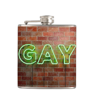 Petaca SlipperyJoe iluminó el letrero de neón gay brillan
